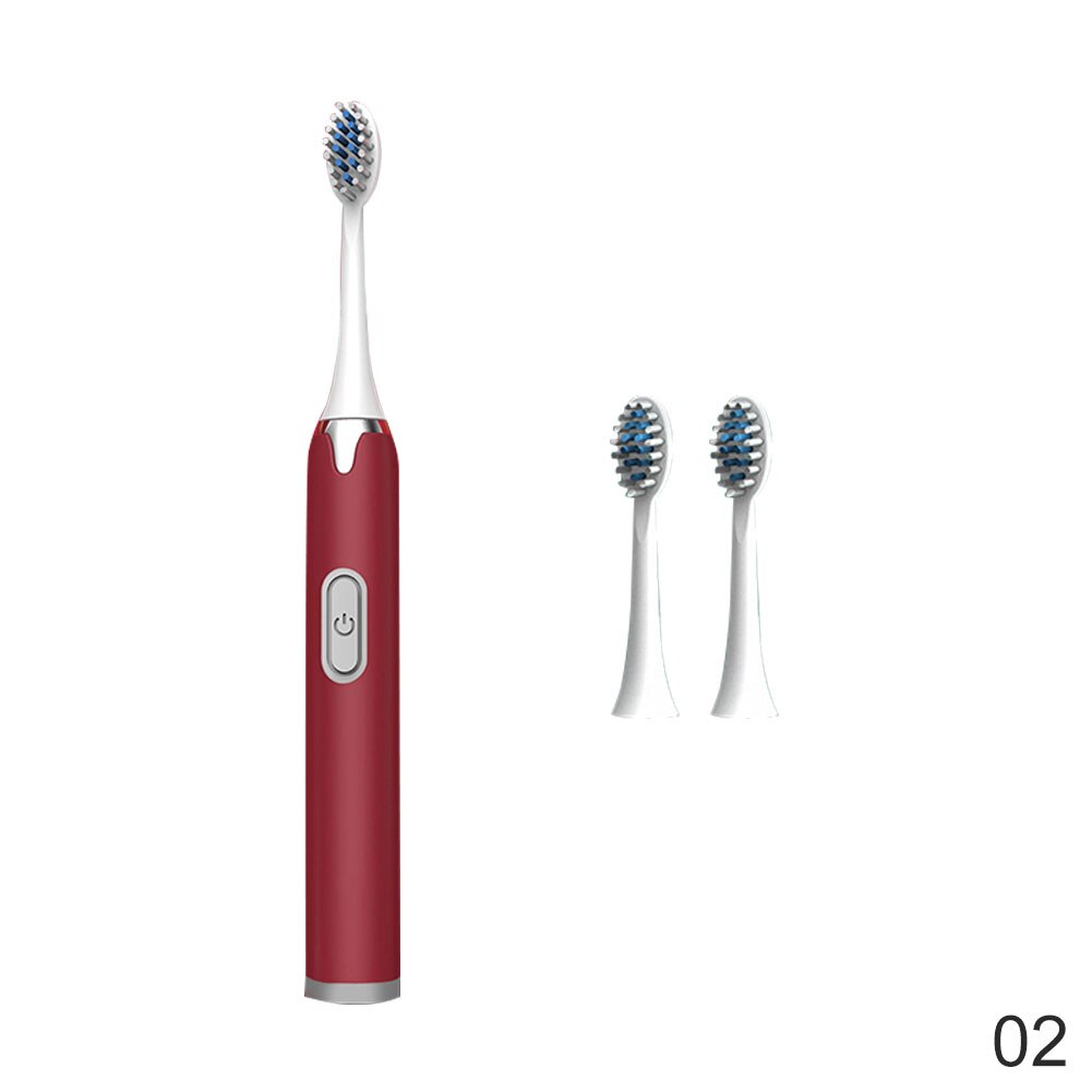 1 Set Adult Timer Brush No Rechargeable Tooth Brushes Replacement Heads Set Battery Operated Oral Hygien Teeth: red 3pcs head
