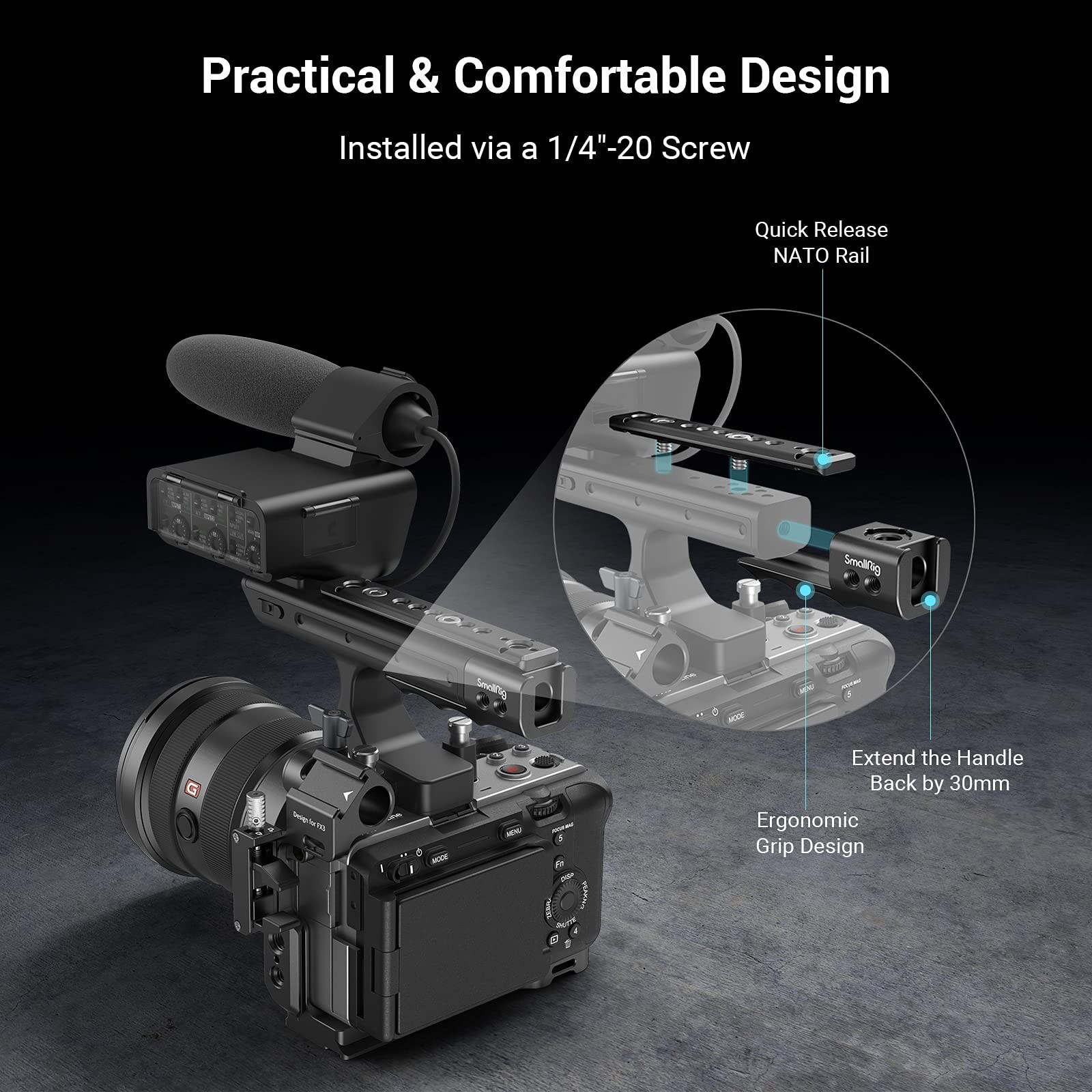 SmallRig FX3 XLR Camera Handle Extension Rig For Sony FX3 XLR MD3490