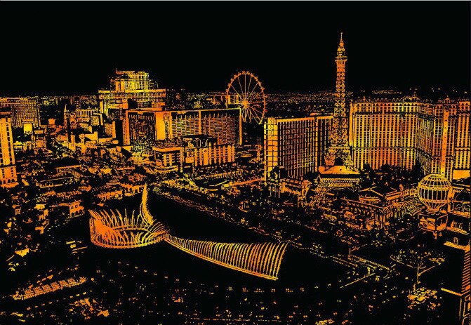 DIY Scraping Painting 40.5x28.5 CM World Famous City Building Night View Magic Art Scratch Paper Children Drawing Toy Decoration: Las Vegas