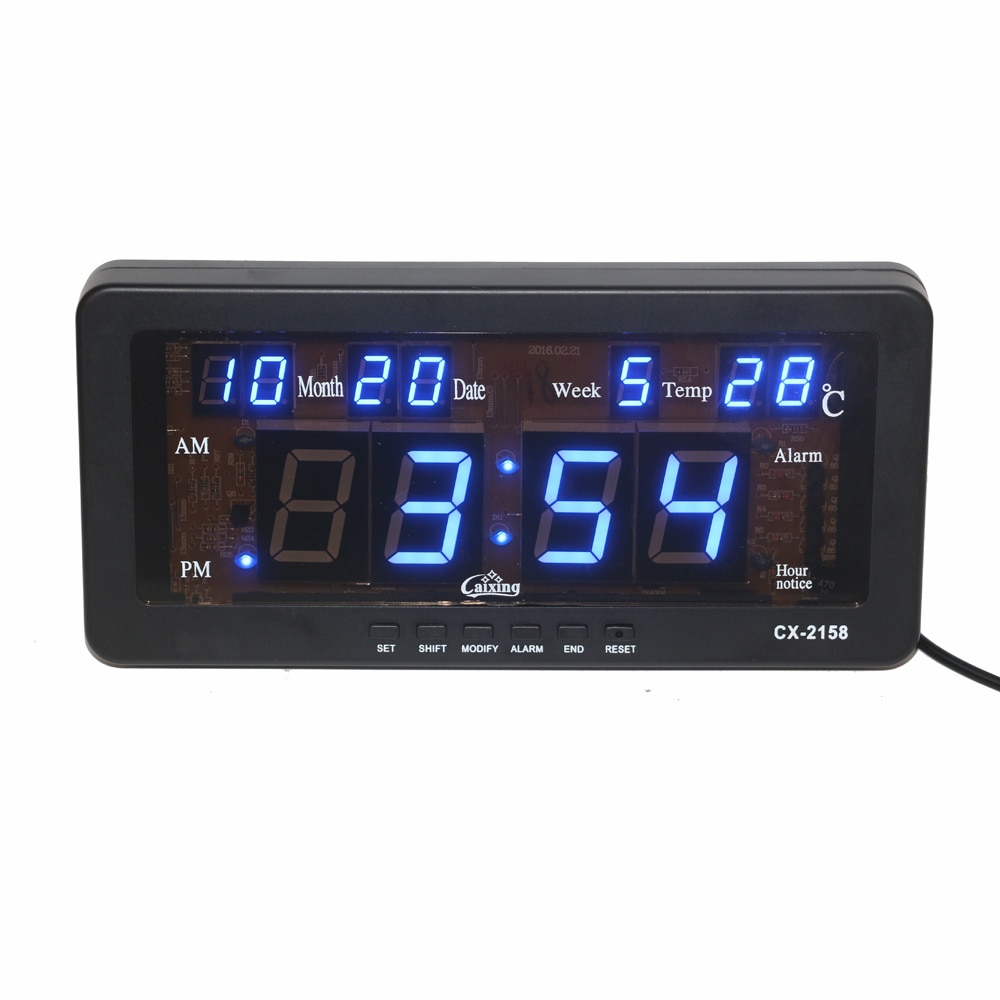 Electronic LED Alarm Clock with Date Temperature and Week Hourly Chime Table Desk Clock LED Digital Wall Clock for Living Room