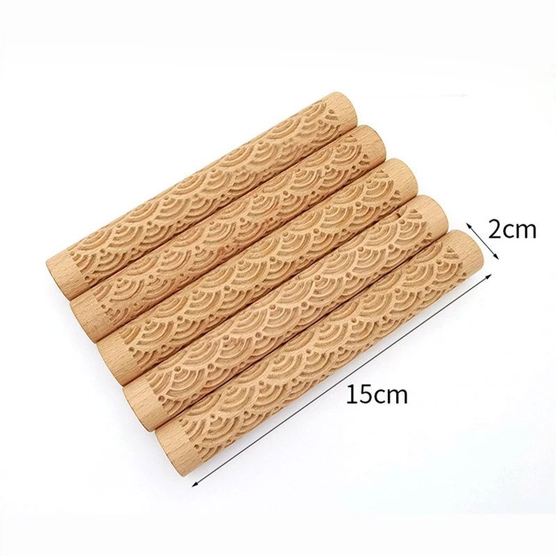 Wooden Texture Mud Pressed Roller Pattern Roller Rod Embossed Polymer Clay Rolling Pin Ceramic Pottery Art