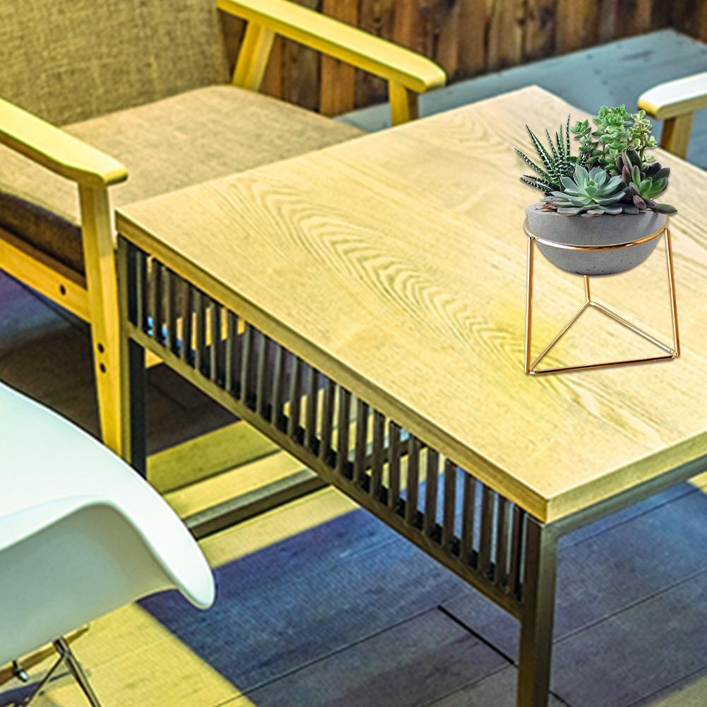 Plant Receptacle Flower Stand Rustic Style Iron Freestanding Hanging Metal Geometrical Circle Upper Bottom ShapeAir decoration