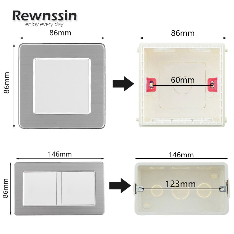 Wall Socket EU Standard Electrical Socket AC110V-250V Standard Plug Singel/Double Socket White Stainless Steel Panel