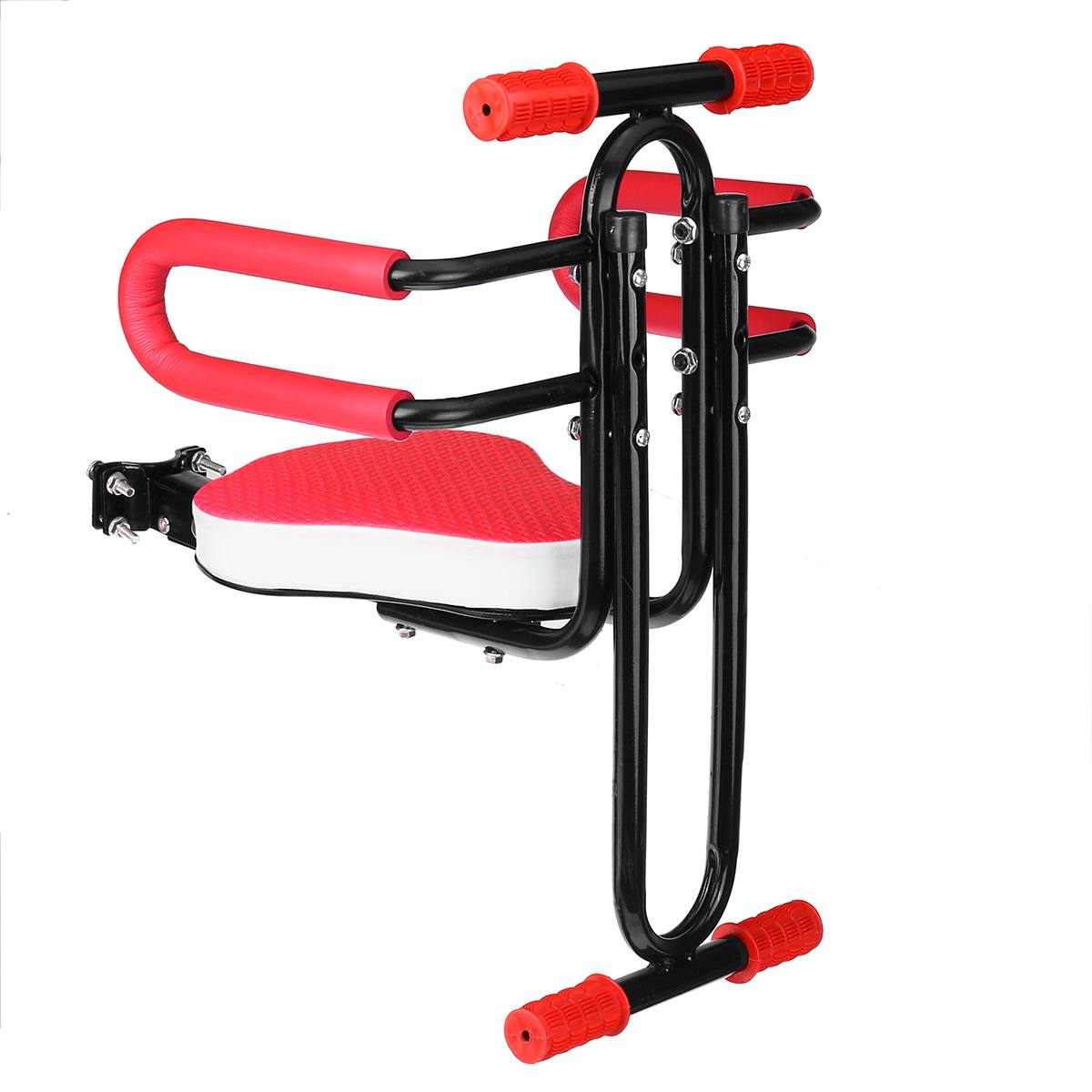 Selle de vélo détachable Tube en acier cadre de siège vélo électrique pliant siège avant selle enfants enfant enfant pliable plaque de siège: Rouge