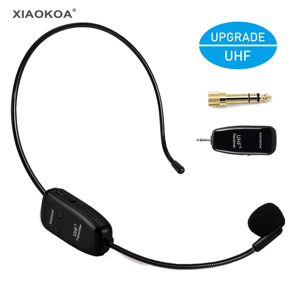 UHF Draadloze Headset Microfoon 2 In 1 Houvast 50M Oplaadbare voor Voice Versterker Leraar Gidsen Draadloze Mic XIAOKOA