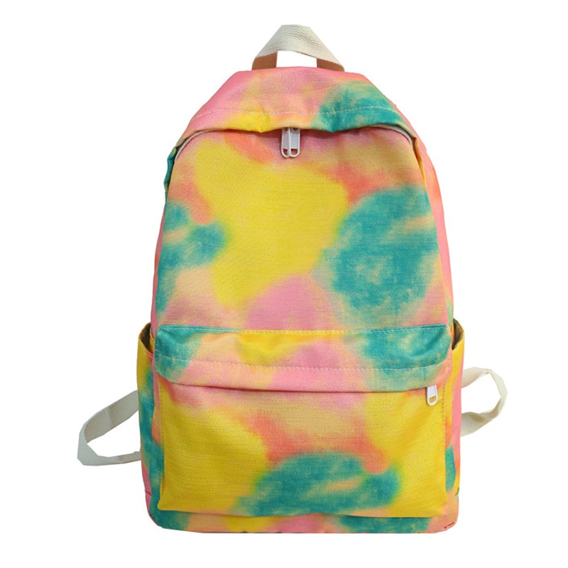 Moda estética mochila náilon amarelo universidade viagem bonito sacos de escola meninas à prova dwaterproof água coreano crianças ae50sb