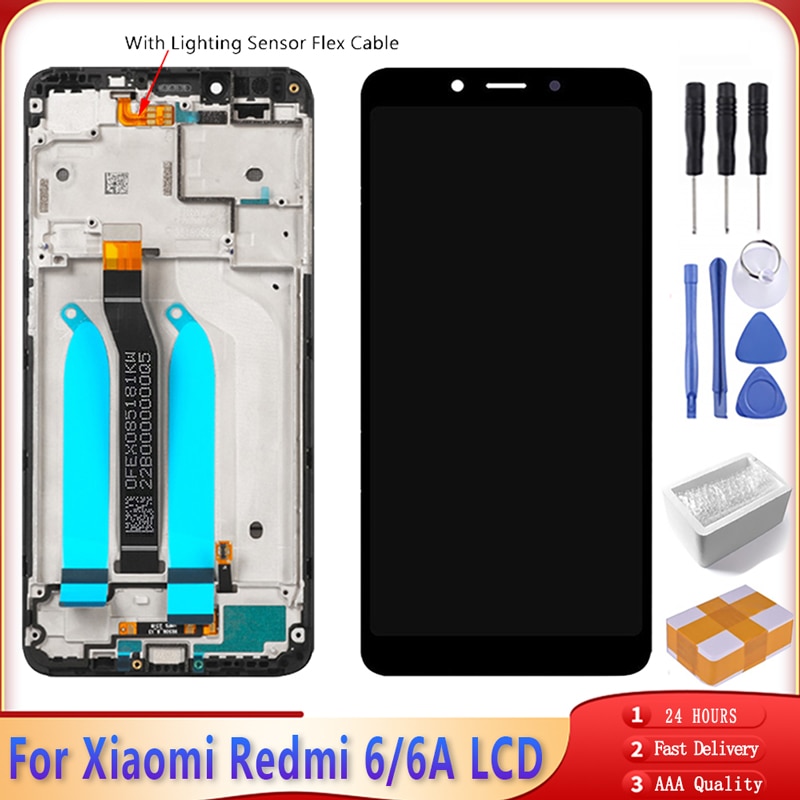 5.45 "Originele Display + Frame Voor Xiaomi Redmi 6 Lcd Touch Screen Digitizer Vergadering Gratis Tools Voor Redmi 6A 6 Lcd-scherm