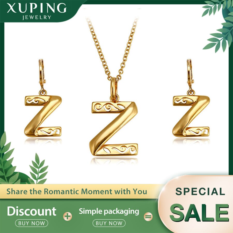 Xuping Setzt Neue Charme Frauen Gold Farbe Alphabet Schmuck Sets Große Förderung S26, 2-63232