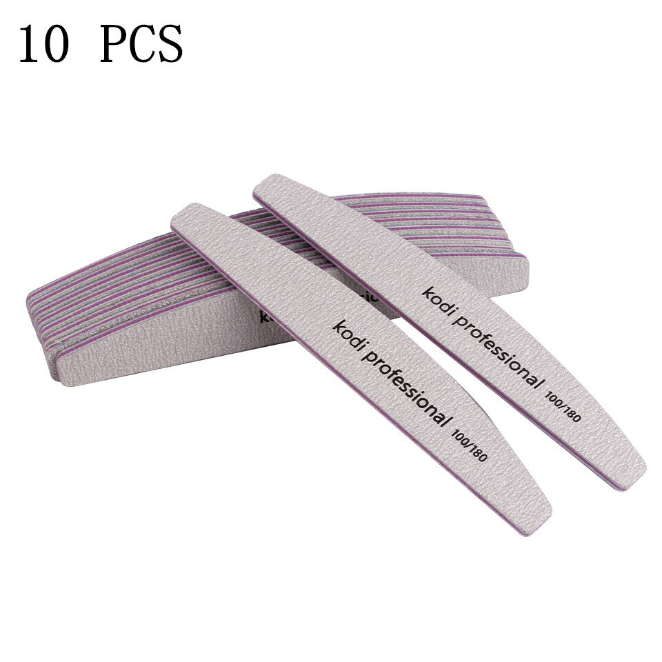 5/10 Uds lima de uñas papel de lija limas de uñas gruesas y fuertes tampón para manicura lijado media luna Lima herramientas de uñas 100/180: Verde militar