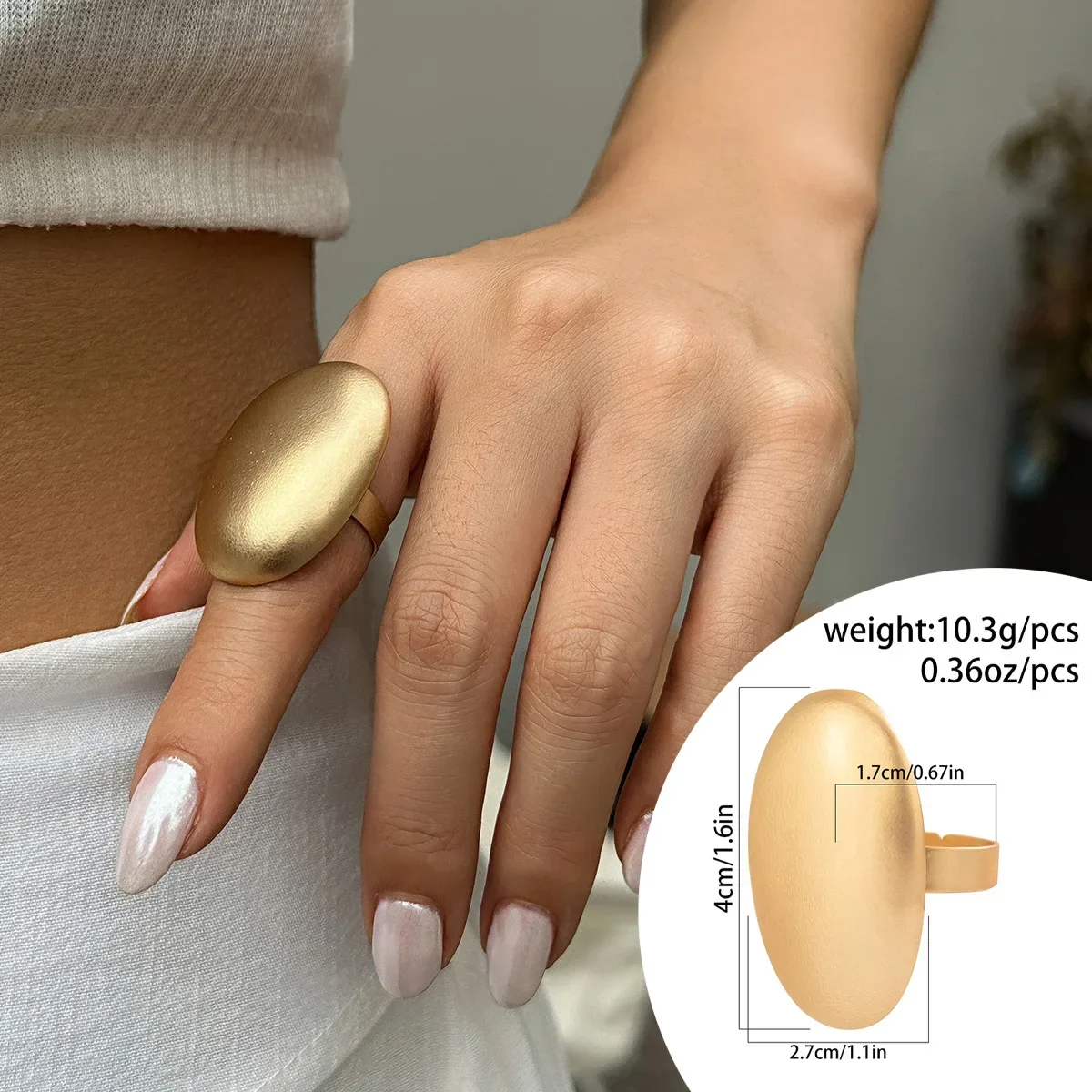 Anillos irregulares gruesos y grandes geométricos de Color dorado y plateado para mujeres y hombres, anillos de dedo con conexión de cuerda elástica con personalidad: Castaño