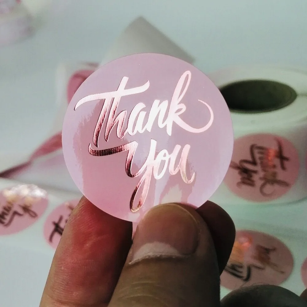 500Pcs/Roll Franse Dank U Sticker Handgemaakte Kerst Briefpapier Decoratie Sticker Goud Folie Papier Afdichting Label Sticker