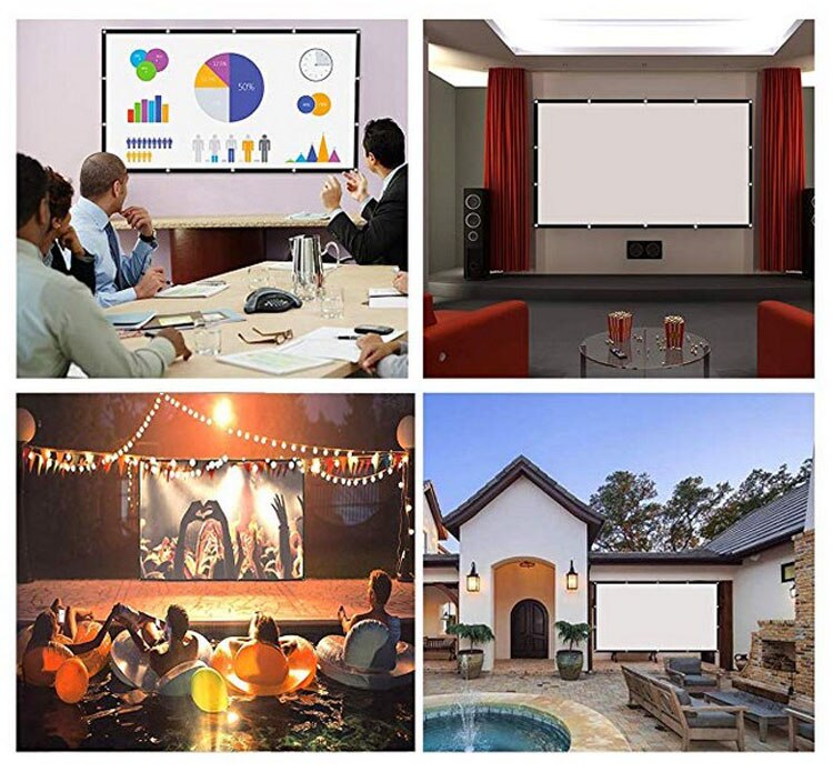84-150 Inches 16:9 Projector Screen with HD Foldable Anti-Crease Simple Portable Projection Screen Curtain