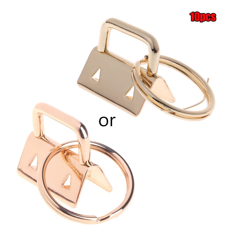 10Pcs Key Fob Hardware 25mm keychain Split Ring For Wrist Wristlets Cotton Tail Clip L69A: Gold