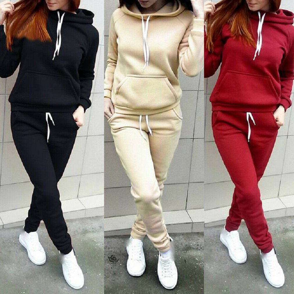 Survêtement pour femmes, ensemble deux pièces, sweat-shirt à capuche et pantalon à lacets, tenue de sport décontractée, printemps, automne et hiver,