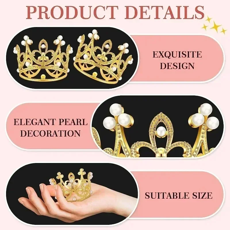 Mini Krone Kuchen Dekoration Perle Kronen freundlicher Haar Prinzessin Ornamente DIY Backen Cupcake Deckel Hochzeit Geburtstag Party Dekoration