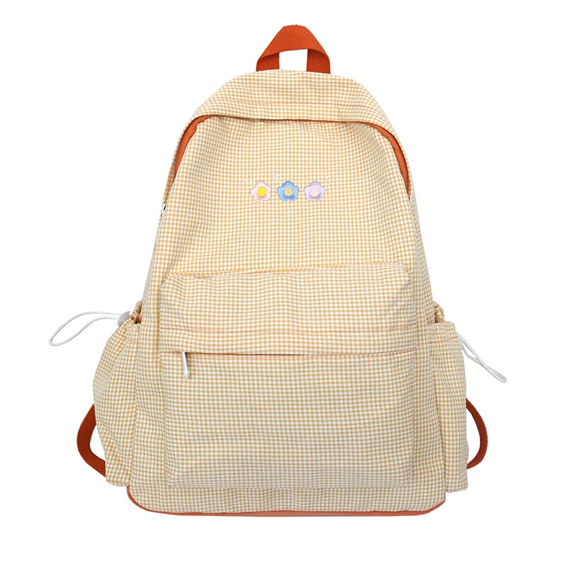 Dcimor Plaid Vrouwen Rugzak Vrouwelijke Borduurwerk Schooltas Voor Tiener Meisjes Rugzak Boekentas Mochilas: yellow