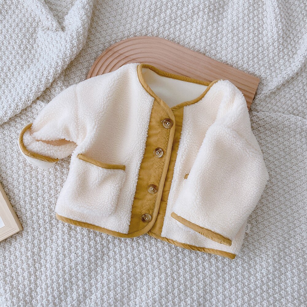 Winter Baby Jungen Langarm O Nacken Wolle Lamm Dicken Vlies Warme Jacken freundlicher freundlicher Oberbekleidung Mäntel Casaco
