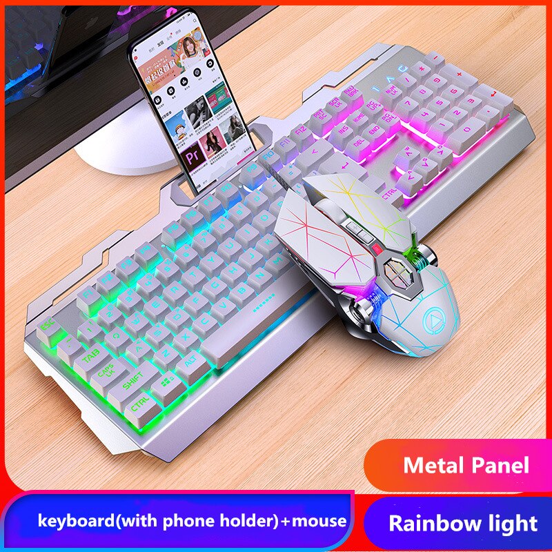 Gamer Keyboard Mouse Kit Gaming Full Size 104 Keys Mechanical Feeling RGB USB Wired for PC Laptop Computer Office: 15