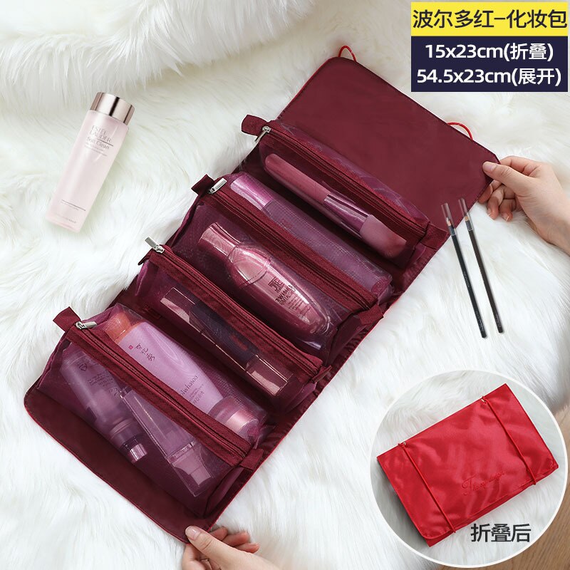 4 Stuks In 1 Cosmetische Tas Voor Vrouwen Rits Mesh Scheidbare Cosmetica Pouch Dames Opvouwbare Nylon Tas Touw Make-Up Tas kosmetyczka: 6