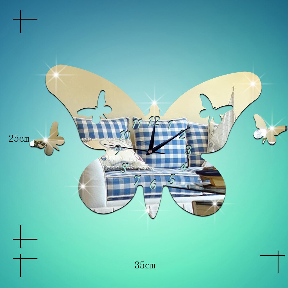 klok en creatieve klok 3D milieu stereo vlinder spiegel klok kan muur klok