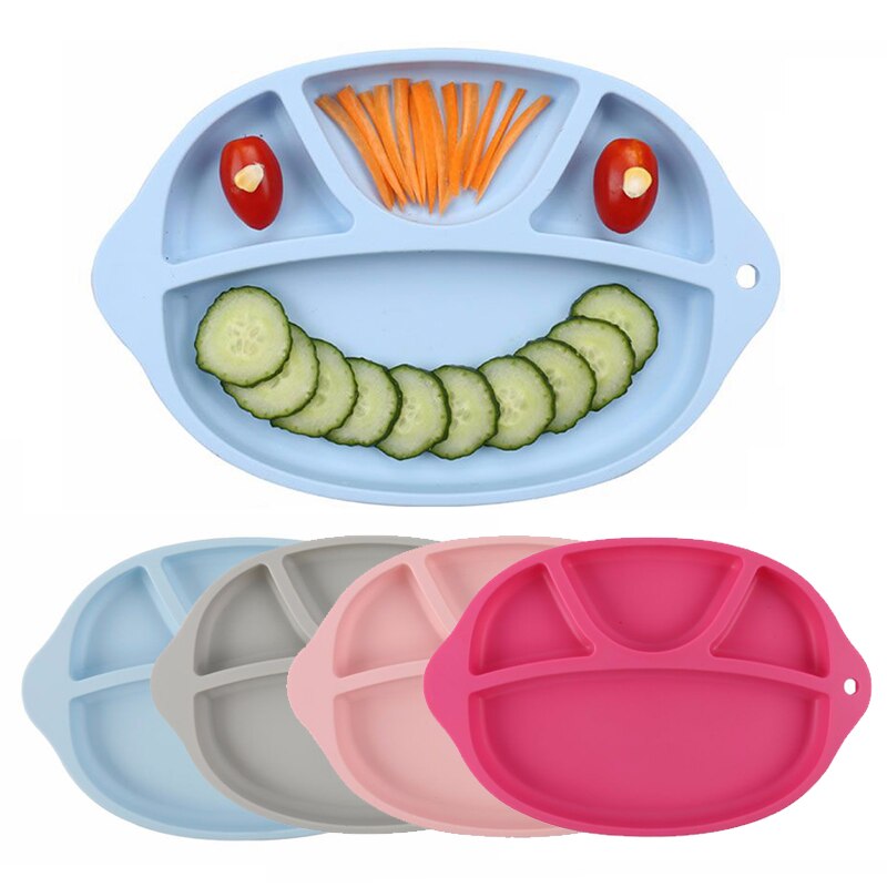 Plato de silicona anti-calientes para la cena del bebé, plato antideslizante de Color caramelo para la alimentación de los niños pequeños, Mantel Individual, Bol, vajilla para niños