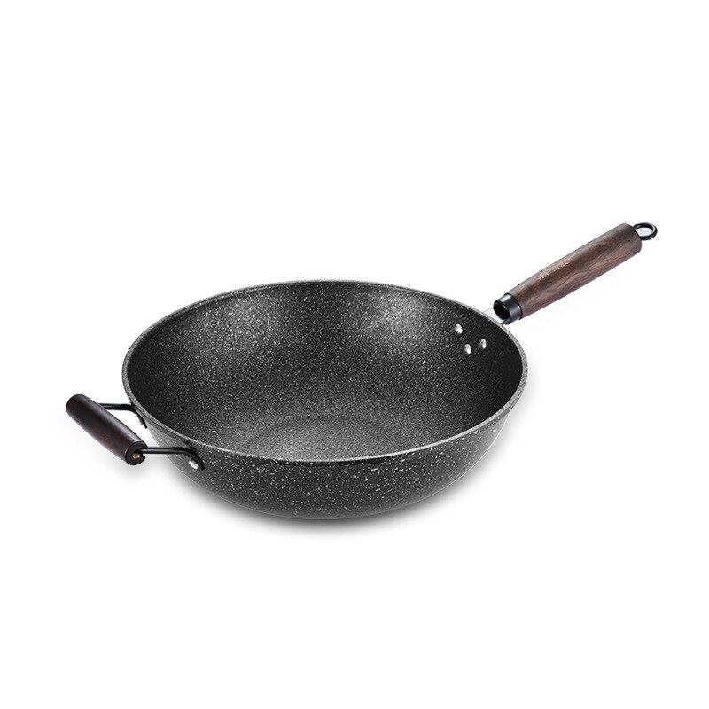 Maifan Stone Non-stick Platte Bodem Wok Diepe Diepe Koekenpan 32cm34cm Gas Fornuis Universele Kookgerei