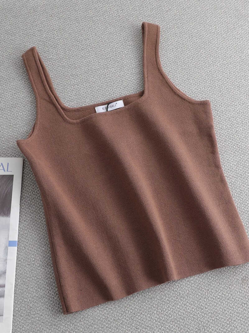 Hochwertiges, schickes Basic-T-Shirt mit U-Ausschnitt für Höhle Sommer, weiß gestricktes Damen-Tanktop, sexy ärmelloses T-Shirt, Jahrgang-oben, lässiges Ernte-oben-T-Shirt: Grau
