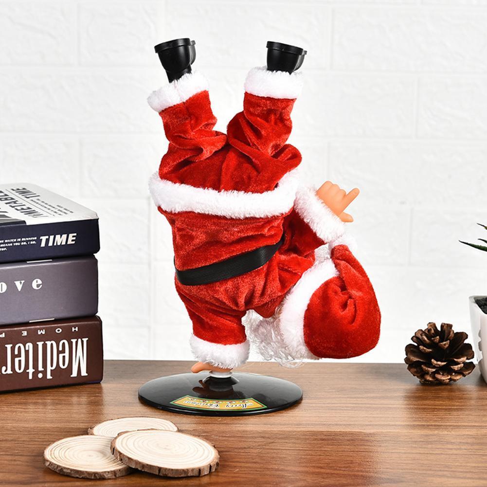 Elektrische Handstand Hip-Hop Kerstman Vorm Muziek Kinderen Ornament Decor Dans Kerst Thuis Zingen Wit C7i4