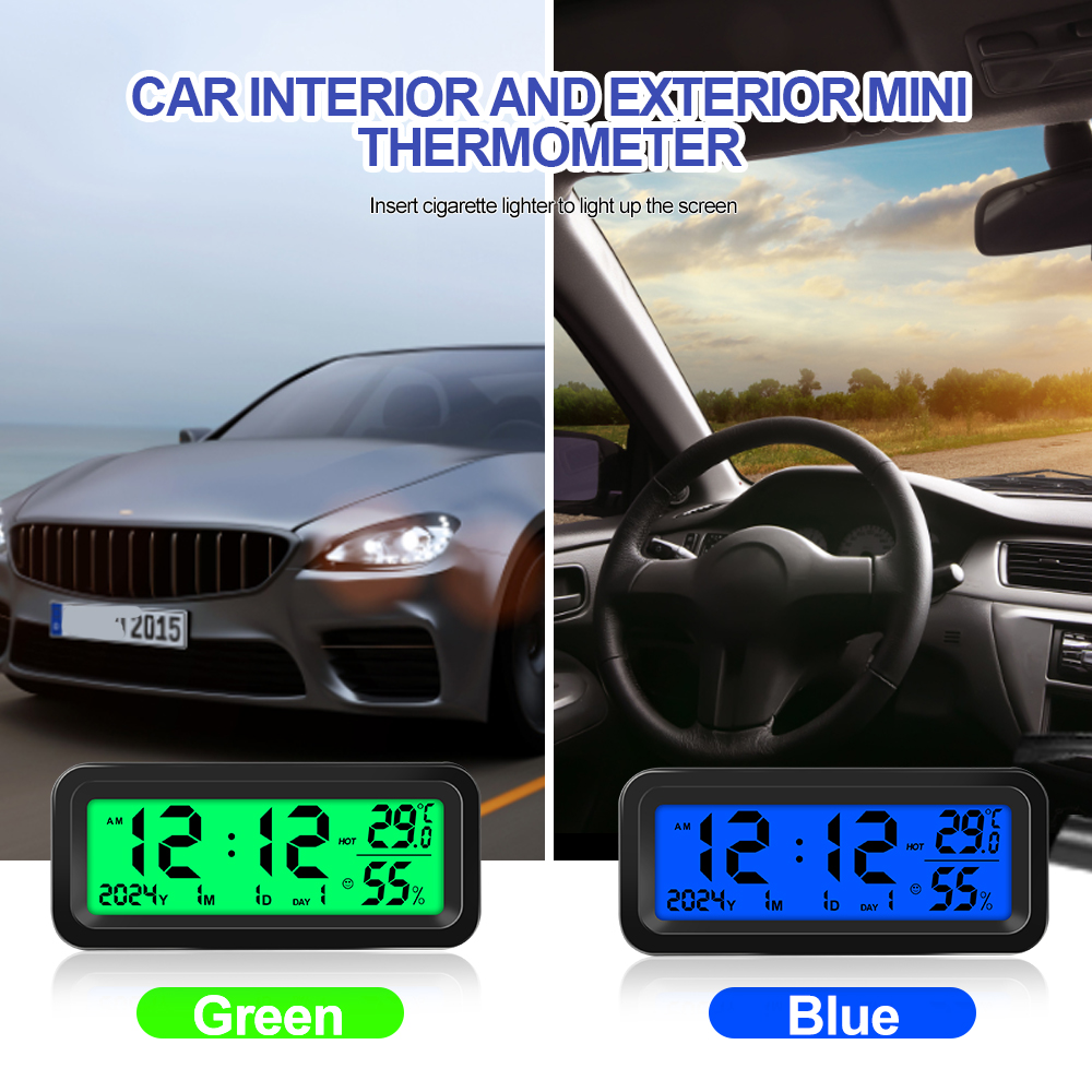 Solar- Auto Uhren Automobil Elektronische LED Digital Uhr Thermometer Hygrometer DisplayTime mit Zurück Leuchtende Auto Zubehör