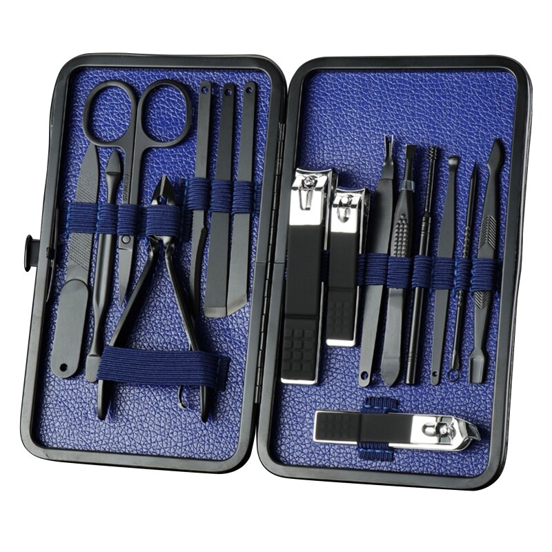A0ND 16pcs Kit per la cura delle unghie Kit da viaggio per unghie Set per Manicure Kit per la rimozione della cuticola per Pedicure: Blue