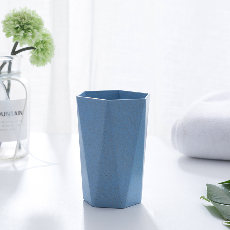 Vasos de baño de paja de trigo ambiental, enjuague bucal , cepillo de dientes, cepillo de dientes, taza de agua, taza de lavado: Diamond Blue