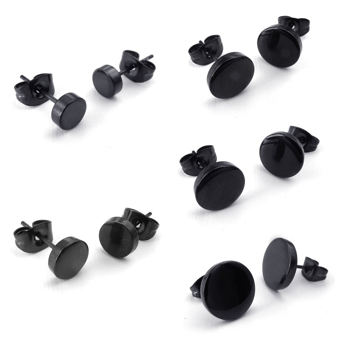 Sieraden Mannen Oorbellen, Cirkel Oorstekers, 2 Stuks (1 Paar), Roestvrij Staal, Zwart