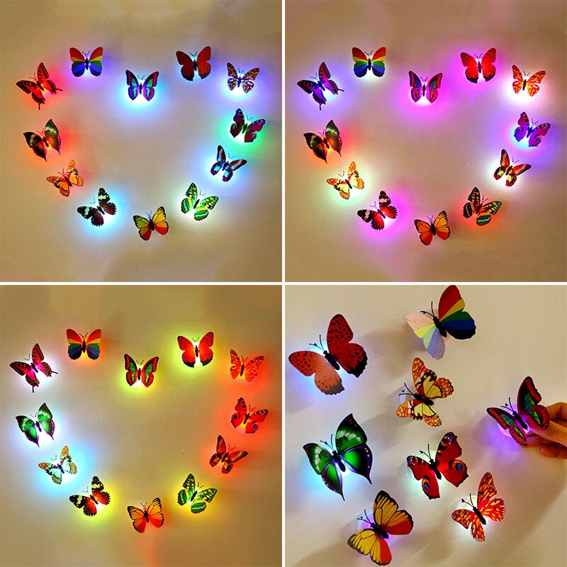 LED glühend Schmetterling Spielzeug freundlicher Zimmer 3D glühen in dunkel Schmetterling Nacht Licht Haus Kunst Zauberstab Aufkleber Dekoration Party Spielzeug freundlicher