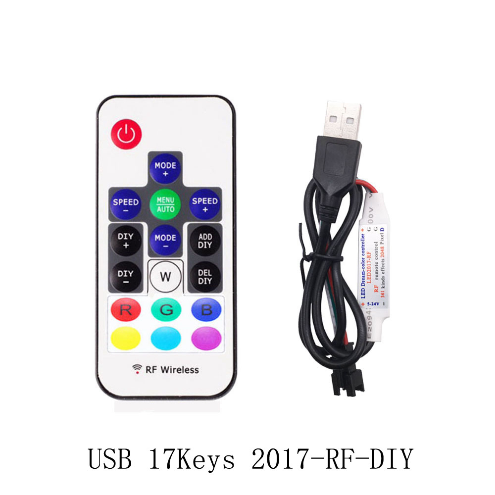WS2812B WS2811 Led Pixels Strip Controller 3Keys RF 14/17/21Keys USB/DC Led Light Tape Remote Controller DC5-24V: Ivory