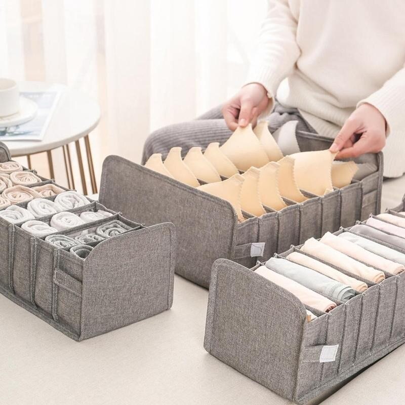 Boîte De Rangement Lingerie Chaussettes Soutien-Gorge Sous-Vêtements Pliable Diviseur Tiroir Placard Organisateur Ménage Vêtements Boîte De Rangement