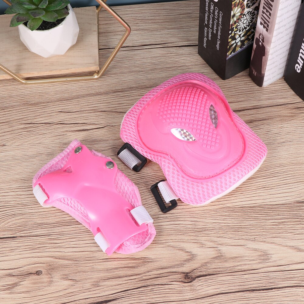 6pcs in 1 Set Adults Roller-skate Protection Gear Skiing Roller Protector Sports Protectors Kit Skateboard Bike Riding Knee Pad: Pink