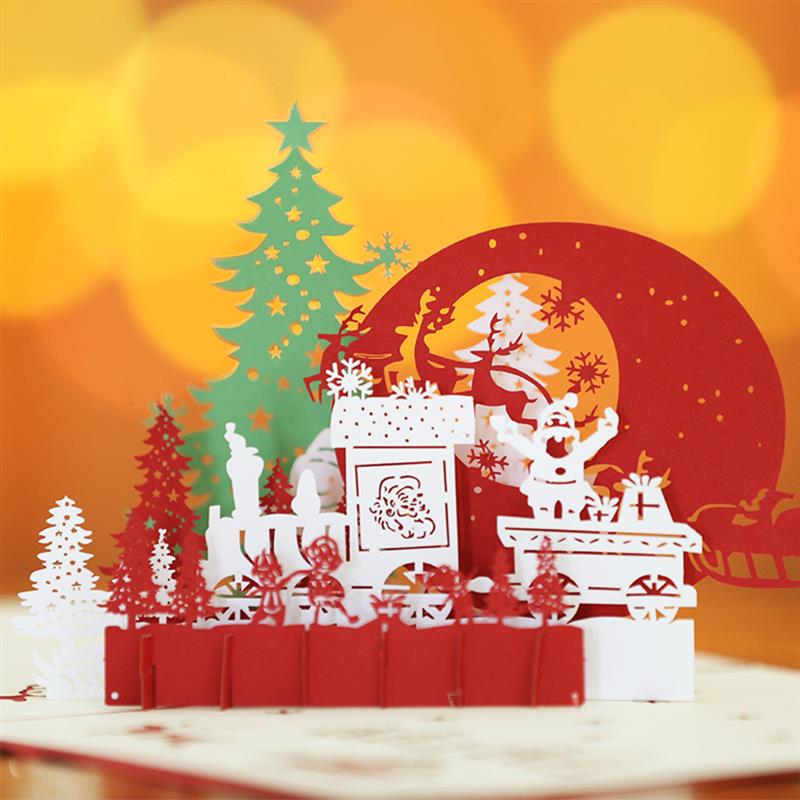 Christmas 3D Cards Pop Up Greeting Cards for Xmas Year Greeting Cards Paper Craft Merry Christmas Cards