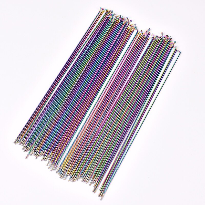 Radios de acero inoxidable para bicicleta de montaña, alambre de radios de 26/27.5/29 pulgadas, enchapado al vacío, radios de arco iris, 2,0mm