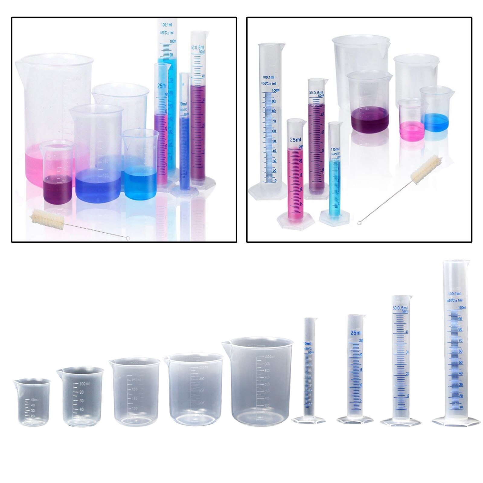 Plastic Cylinders and Beakers Set Cylinders and Beakers Set for Home and School Science Lab