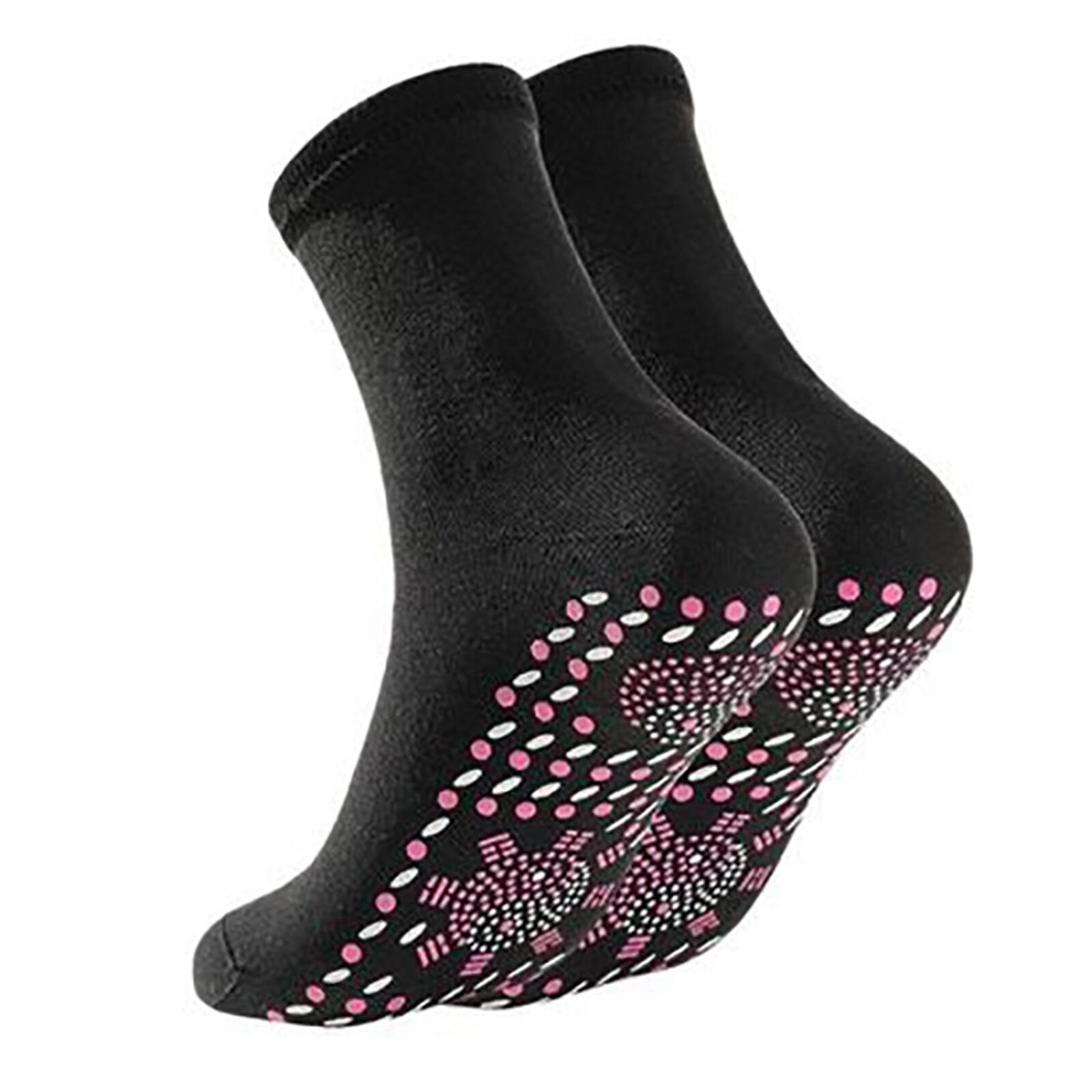Calcetines de turmalina para hombre y mujer, calcetín para el cuidado de la salud, terapia magnética, cómodo, transpirable, masajeador de pies, alivio del dolor: Negro