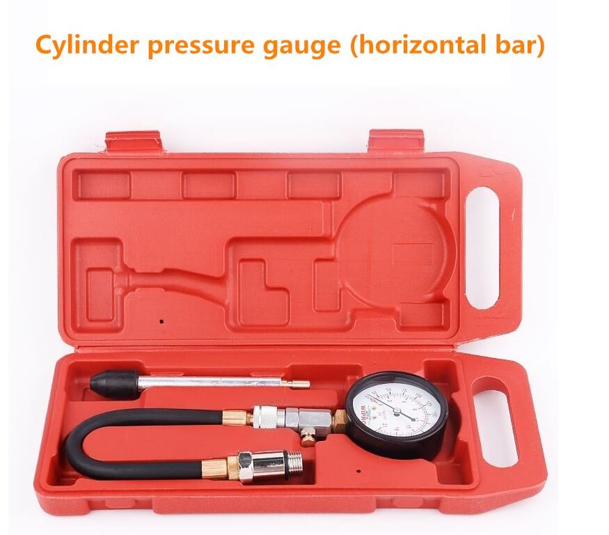 Compression Tester Pressure Gauge Tester Kit Motor Auto Petrol Gas Engine Cylinder Car Motorcycle Pressure Gauge with Adapter: 1