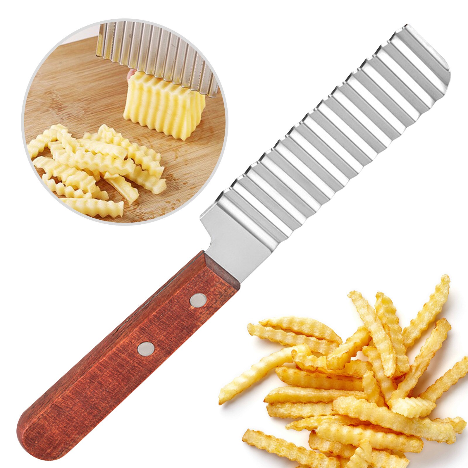 Stainless Steel Potato Chip Slicer Dough Vegetable Fruit Crinkle Wavy Slicer Knife Potato Cutter Chopper French Fry Maker Tools