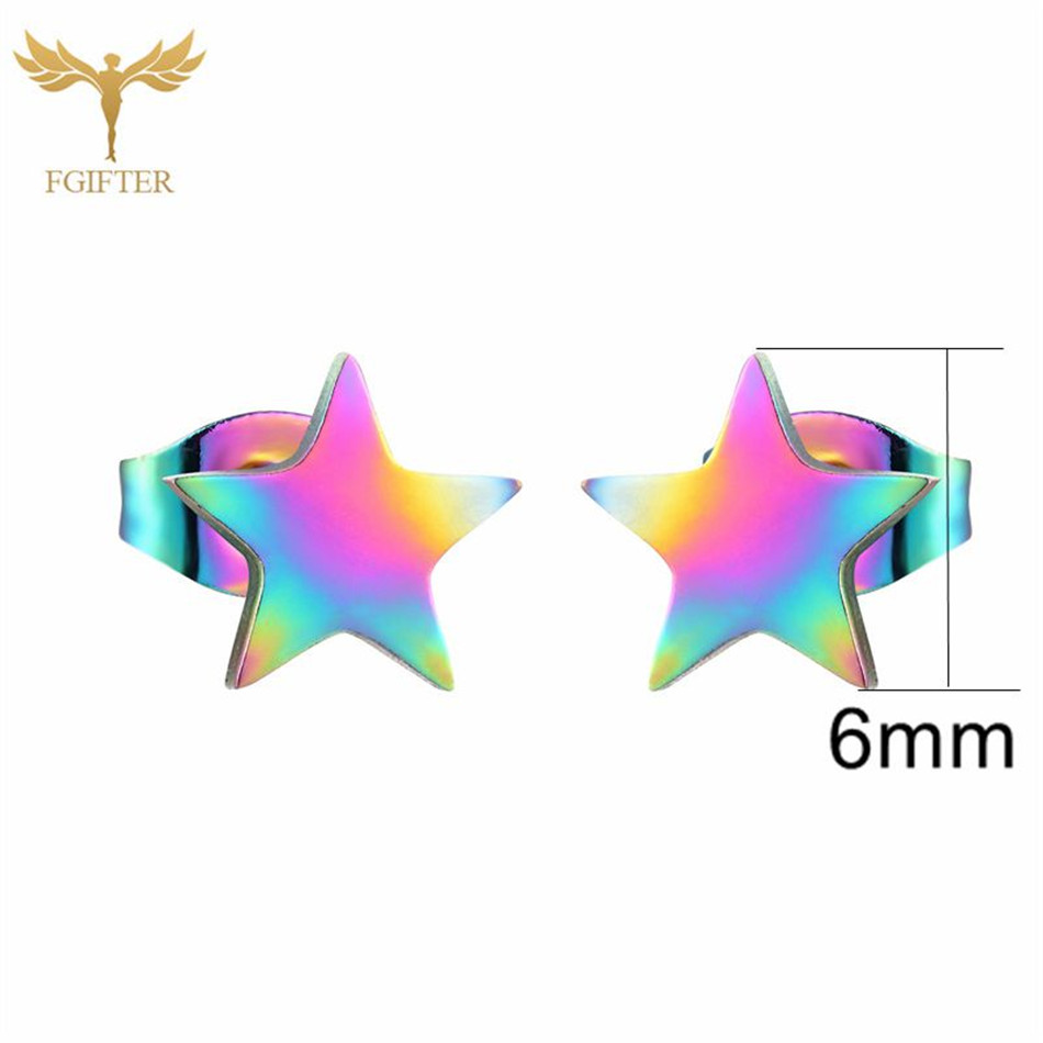 12 pares de pendientes de estrella para mujer y hombre, joyería para Piercing en la oreja, conjunto de pendientes de tuerca de acero inoxidable, , de de reventa: Oro champán