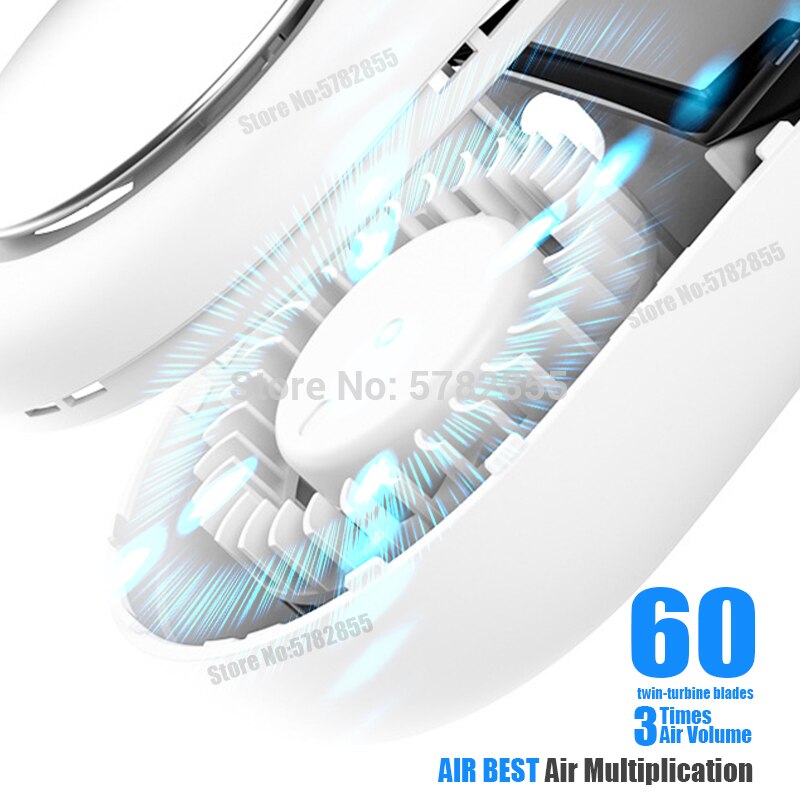 Mini USB Portable Electric fan Neck With Rechargeable Battery Wearable Fan handheld Mobile Air Cooler Conditioner for Room