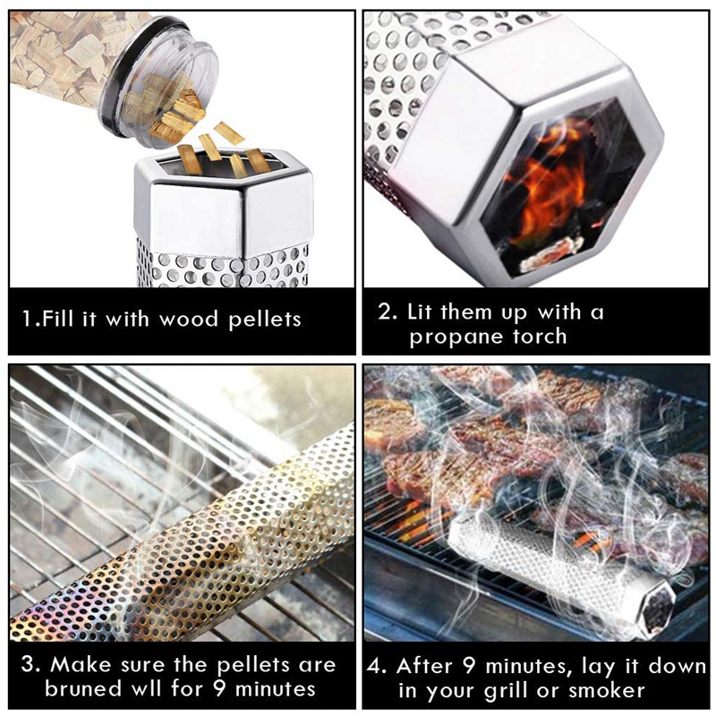 Smoke Tube - 12 Inch Smoke Tube for Pellet Grill 5 Hours of Billowing Smoke, Pellet Smoker Tube for All Grill or Smoker