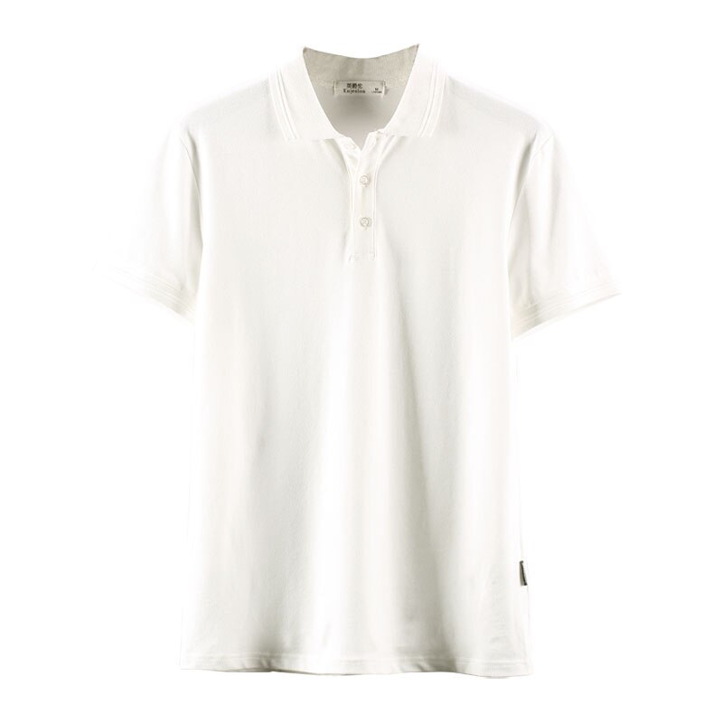 Enjeolon Brand Men Casual Short Sleeve Polo Shirts Men England Style Solid Black Clothing For Men Tops Tee T8953: White / L