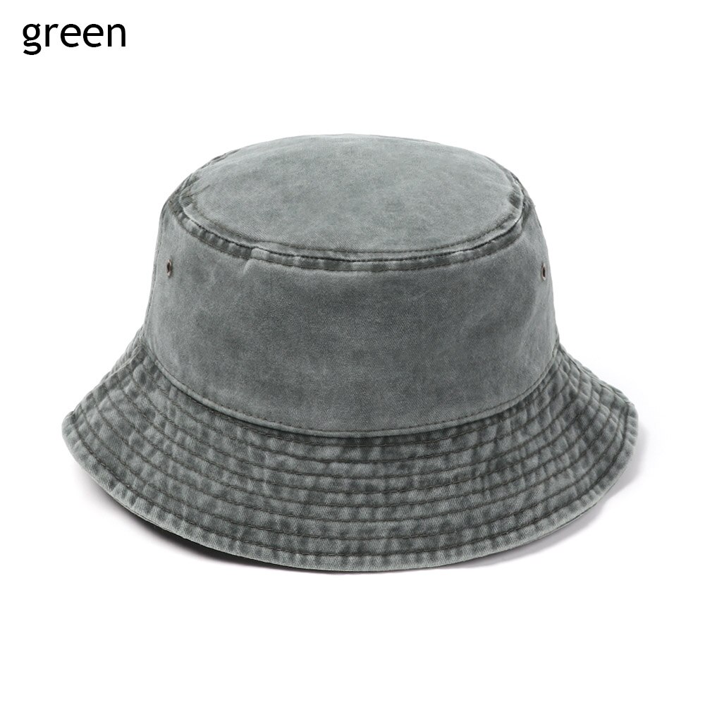 Cappello da pescatore pieghevole in cotone lavato retrò in Denim Unisex cappello da pescatore in cotone Casual estivo protezione solare all&#39;aperto cappello da sole moda cappello da spiaggia: Type1 green
