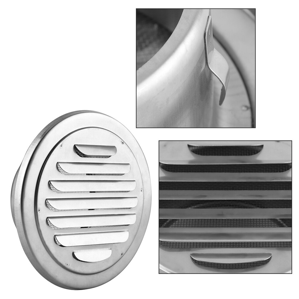 Stainless Steel Wall Air Vent Round Flat Grille Ducting Ventilation Cover Outlet Insect Mesh