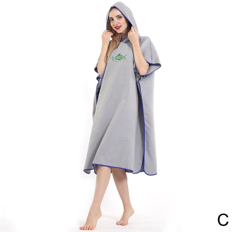 Absorbent Cloak Of Beach Hooded Gown Is Easy To Put On And Take Off: C