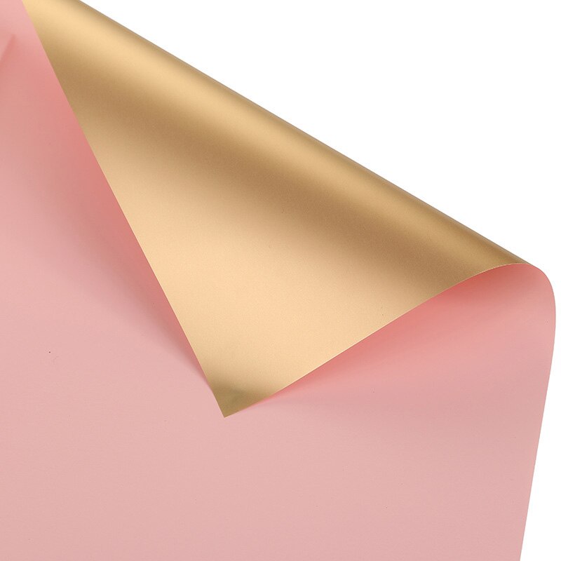 5pcs/set 58*58cm luxury turn gold flower wrapping paper waterproof paper DIY wrapping wedding decoration: Pink